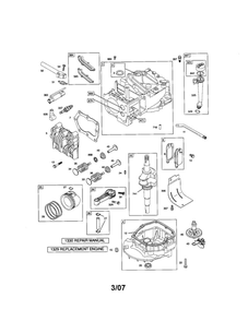 Cylinder/Crankshaft/Sump Diagram and Parts List for 124T02-0736-EA  Briggs and Stratton Engine
